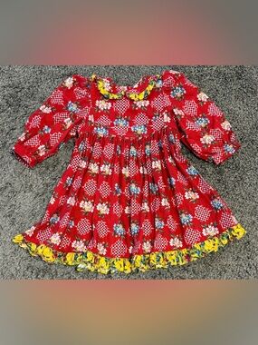 Mousefeathers Neiman Marcus Red Floral Patchwork Prairie Cottagecore Vintage 18M